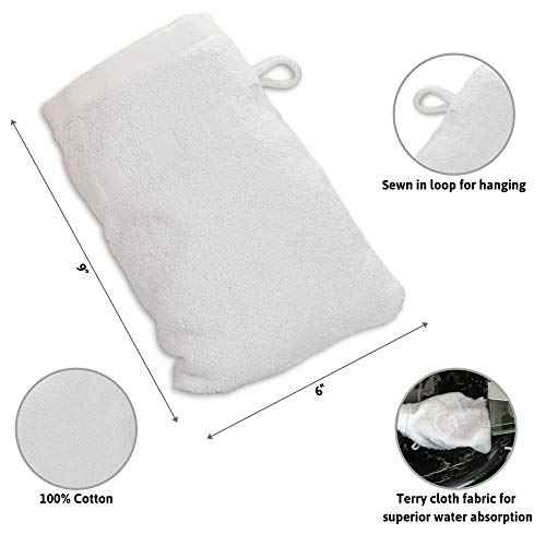 Made Easy Kit Bath Mitts - Pack of 6 - (6" x 9") European Style Washcloth with Loop (Variety, 6 x 9 inches)