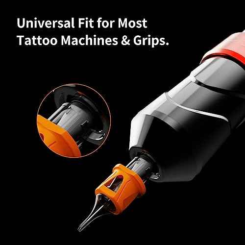 BIGWASP Energy 3RL - 20Pcs 1003RL Tattoo Cartridge Needles with Finger Ledge, #10 Bugpin 3 Round Liner for Rotary Tattoo Machines