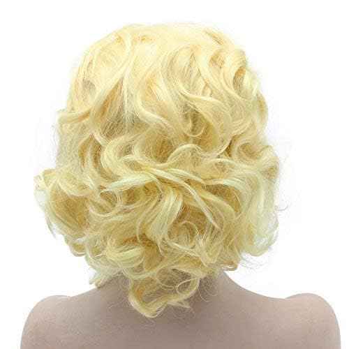 MX angel Heat Resistant Synthetic Lace Front Natural Short Curly 613 Blonde Wig