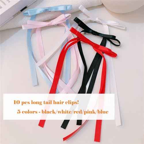 18 PCS Hair Accessories Set - Bowknot Clips with Long Tassels, Satin Ribbon Claws for Girls and Women's Hair Design