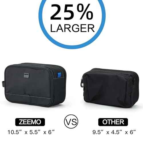 ZEEMO Travel Toiletry Bag for Men, Water-Resistant Double-Sided Full-Open Dopp Kit, Versatile Organizer for Shower and Hygiene Accessories, Bathroom Essentials, Cosmetics