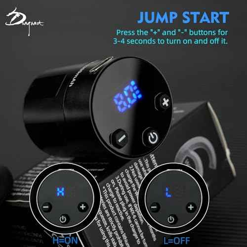 Dragoart New WX-6 Tattoo Power Supply 4-12v Tattoo Battery 1,300mAh Rechargeable USB LED Digital Screen, Lightweight for Tattoo Machine Tattoo Pen Wireless Tattoo Gun PMU Machine (RCA,Black)