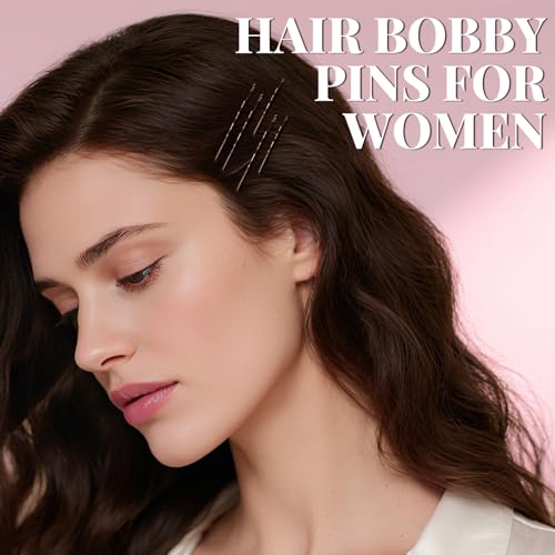 415pcs Bobby Pins Hair Pins Set, IKOCO 200pcs U Shaped Pins & Elastic Hair Ties for Women with Hair Net, Brown