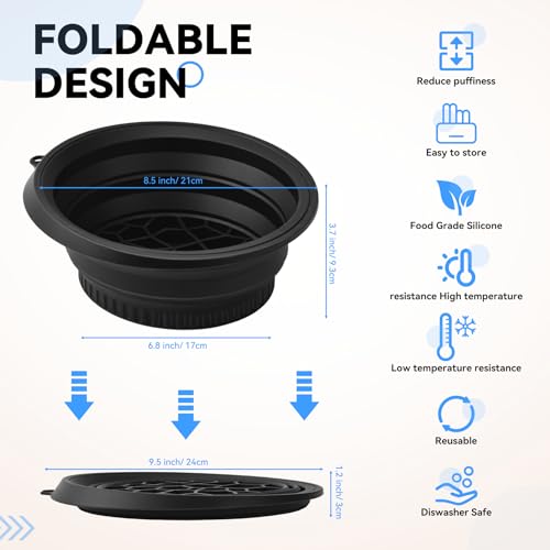 Face Bowl for Ice with Built-in Icetray, Foldable Silicone Facial Plunge Bowls, for Home Ice Bath Washbasin, Black