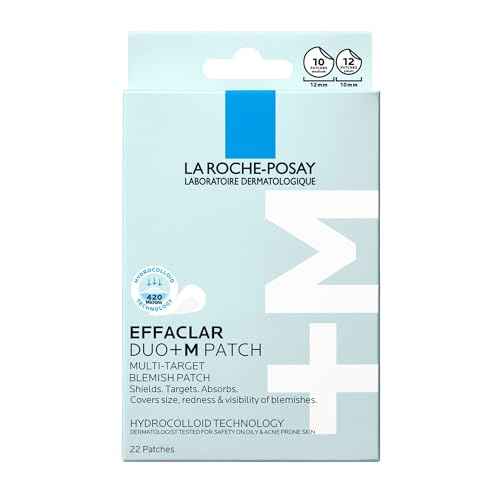 La Roche-Posay Effaclar Multi-Target Blemish Patches, Hydrocolloid Pimple Patches For Face Shields, Targets & Absorbs, Suitable Under Makeup, 22 Patches, 12 Small Size & 10 Medium Size