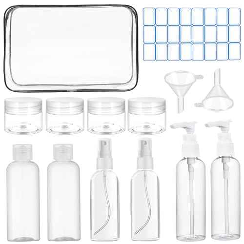14 Pack Travel Bottles for Toiletries - TSA Approved Leak-Proof Squeezable Containers for Shampoo, Conditioner, Lotion, and Body Wash - Convenient and Practical Travel Accessories