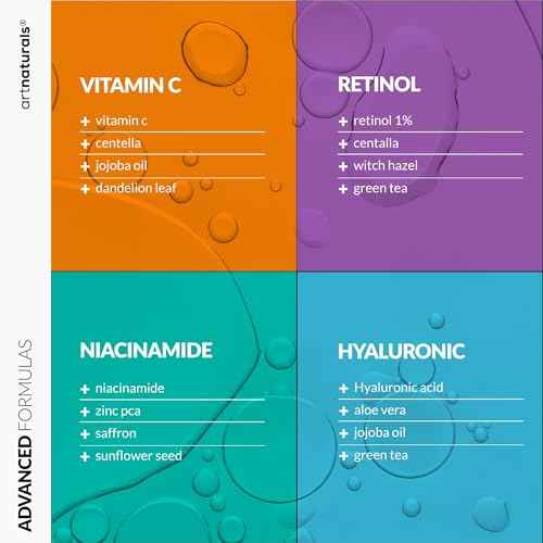 Vitamin C Serum Skin Care 4-Piece Set: Includes Retinol, Hyaluronic Acid & Niacinamide ? Anti-Aging, Skin Brightening, Hydrating, Wrinkle Reduction, Dark Spot Corrector ? 3-Month Supply ? artnaturals