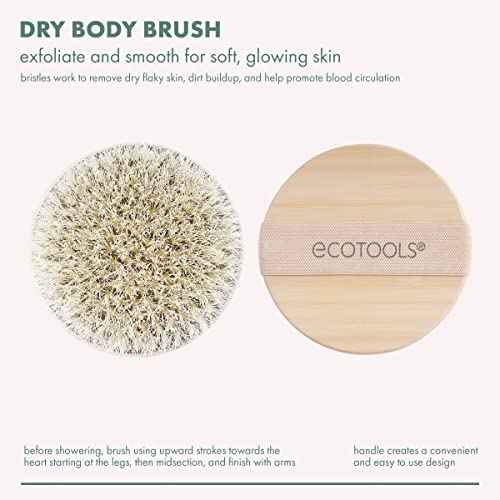 EcoTools Dry Body Brush, Cruelty-Free Bristles Exfoliate & Smooth Skin, Dry Brushing Removes Flaky Skin, May Help Improve Circulation & Tone, Eco-Friendly Skincare Tool, Vegan & Cruelty-Free, 1 Count