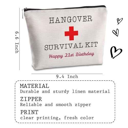 21st Birthday Gifts for Her 21st Birthday Hangover Kit Makeup Bag Decorations for Women Friends Bestie Sister Christmas