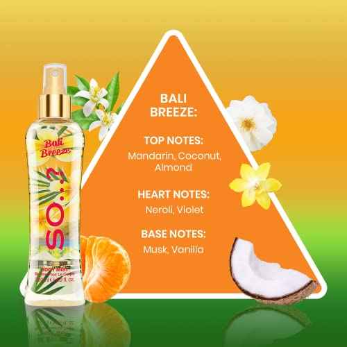 So¡¦? Bali Breeze Body Mist - Perfume for Women with Tropical Aroma - Body Spray for Women with Coconut, Almond and Vanilla Notes - 6.9 oz