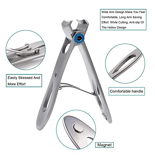 Large and Small Nail Clippers Set, Toenail Clippers for Thick Toenails, Wide Jaw Opening Heavy Duty Stainless Steel Toe Nail Clippers for Seniors, Men & Women
