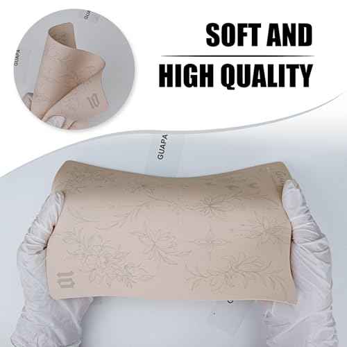 2PCS Double-Sided Tattoo Practice Skin with Pre-Printed Light Gray Stencil Designs ?1.5mm Thick Silicone Pad for Fine Line & Tiny Tattoo Training (2PCS Pink Pad #10)