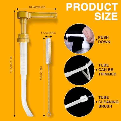 2Pcs Gold Sauce Pump Dispenser for 64 oz Chocolate Pumpkin Caramel Sauce Bottles, Reusable Large 15CC Syrup Pump Dispenser for Vanilla Mocha Sauces