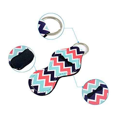 Thinvik 10 Pieces Chapstick Holder Keychain with 2 Metal Key Ring£¬Neoprene Travel Bulk Holder for Lipstick,Chapstick,Lip Balm