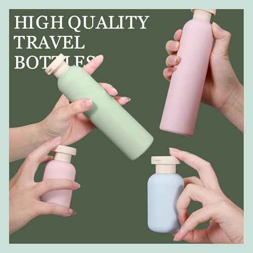 ASEVAT 8.8oz 3Pcs Plastic Refillable Travel Shampoo and Conditioner Bottles Refillable Travel Bottle with Flip Cap Plastic Shampoo and Conditioner Bottles
