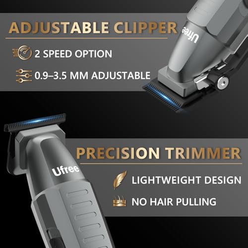 Ufree Hair Clippers for Men Professional, Beard Trimmer and Foil Shaver Electric Razor, Cordless Barber Clippers and Trimmers Set for Hair Cutting and Grooming, Gifts for Men