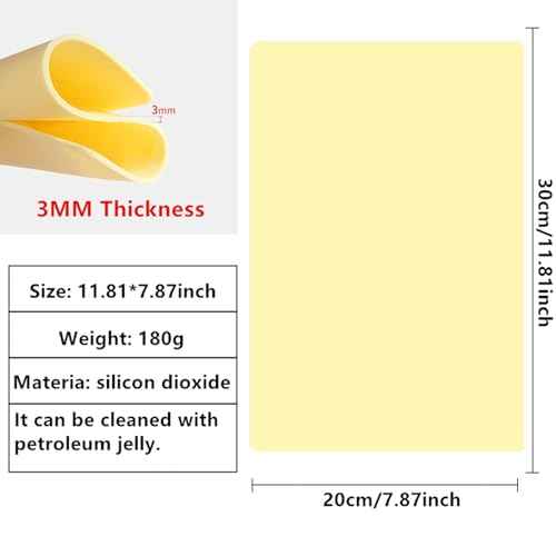 0.0098 inch Tattoo Practice Skin, 3 Pcs 11.81 * 7.87inch Thick Silicone Fake Skin Blank Double Sides Soft Skin, Tattooing Microblading Eyebrow Lip Practice Sheet for Beginners and Artists