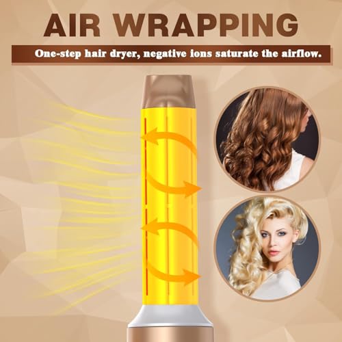 Blow Dryer Brush 7 in One, Negative Ion Hair Set Upgrade Hot Air Styler Wrap Curler, Curling Iron Styling Tools As A Gift for Straight/Curl/Drying/Smoothing