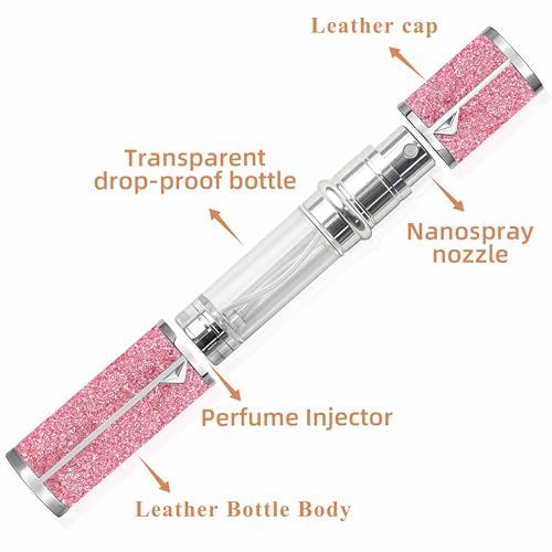AB00GR 5ml Leather Perfume Atomiser Refillable, Bottom Fill Perfume Bottle, Portable and Leak-proof Suitable for Women and Men (AB00GR 5ml)