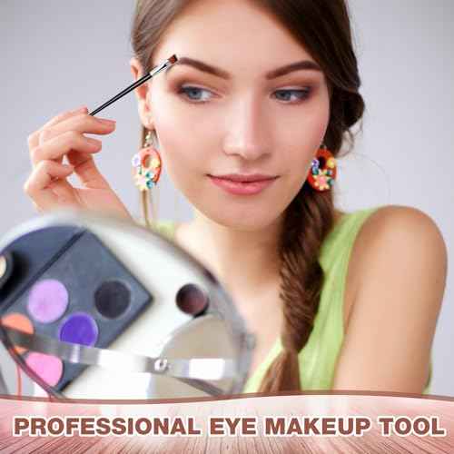 Gerrii 100 Pieces Disposable Angled Eyebrow Brushes Eye Liner Brush Disposable Angle Brushes Tinting Brushes for Women Girls Salon Beauty Cosmetic Make up Tool Esthetician Supplies(Silver)