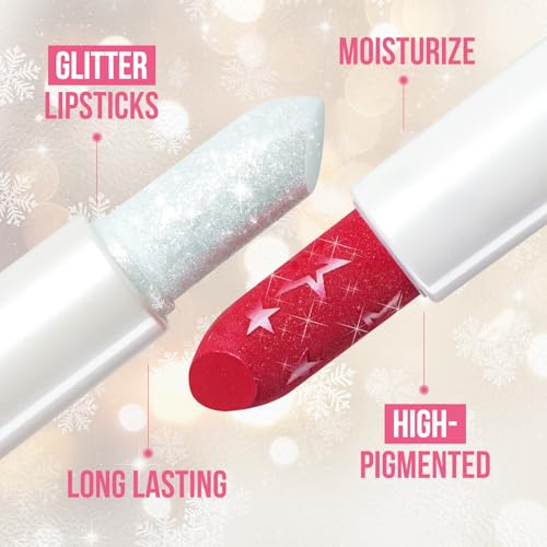 Glitter Lipstick Set,6PCS Shine Lip Sticks for Women Girls, Moisturizing and Nourishing Formula,Long Lasting,Waterproof,High Pigmented Lip Balm,Perfect Gifts