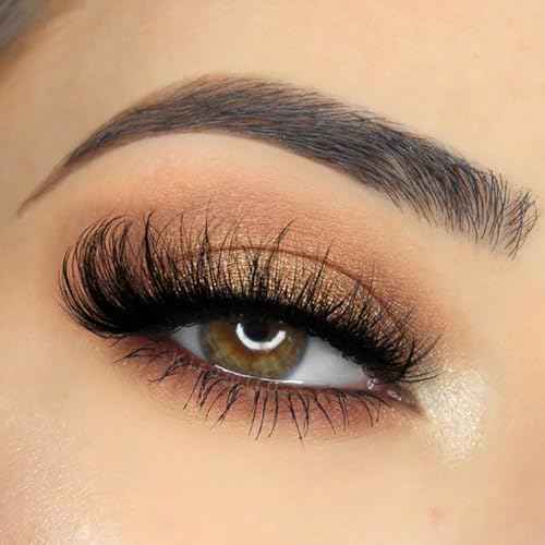 Mink Lashes Fluffy 6D False Eyelashes 17mm Wispy Cat Eye Lashes that Look Like Extensions Strip Lashes Pack