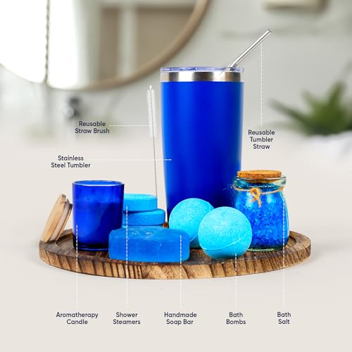 Luxury Spa Gift Basket Set ? 16 Pcs Bath Set with Bath Bombs, Body Lotion, Shower Gel & More ? Relaxing Gifts for Women & Men ? Perfect for Birthday, Christmas, Thank You & Bridal Shower(Royal Blue)