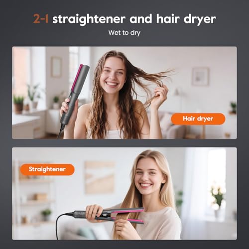 slopehill 2-in-1 Hair Straightener and Blow Dryer, Professional Flat Iron with High-Speed Airflow Technology for Straight, Smooth Hair