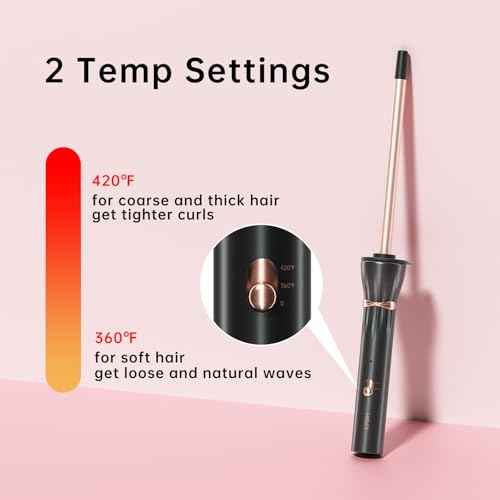 HIRAY 3/8 Inch Curling Iron,9mm Tiny Curling Wand,Ceramic Small Barrel Curling Iron with Adjustable Temperature,Fast Heating,for Short & Long Hair