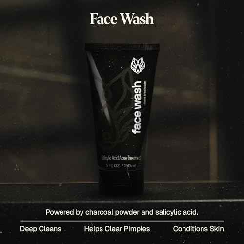 Black Wolf Men¡¯s Charcoal Powder Face Wash, 5 Fl Oz - Facial Cleanser Removes Unwanted Impurities from Your Skin and Soothes Irritation