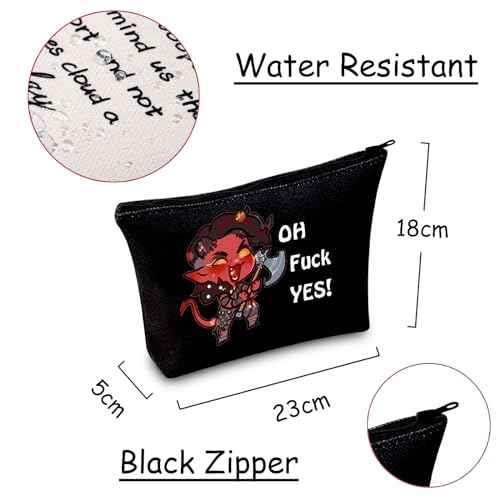 JXGZSO Oh F Yes Karlach Inspired Cosmetic Bag Funny RPG Gamer Gift BG3 Tiefling Makeup Bag (Oh F Yes Karlach Black)
