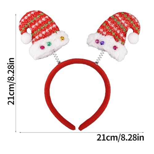 Christmas Headbands for Women Girls, 1 Pack Christmas Hat Design Headband with Bells Christmas Hair Hoop Red Hair Band Hair Accessories for Winter Xmas Holiday Party Favors Gift, One Size Fits Most