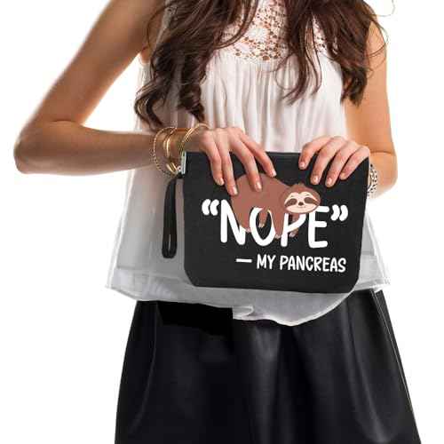 Nope My Pancreas Cute Sloth Diabetic Travel Cosmetic Bag, Diabetes Awareness Gifts, Funny Diabetic Bag Gift for Men Women Grandma Grandpa Mom Dad Aunt Uncle Sister Brother, Sloth Lover Gifts
