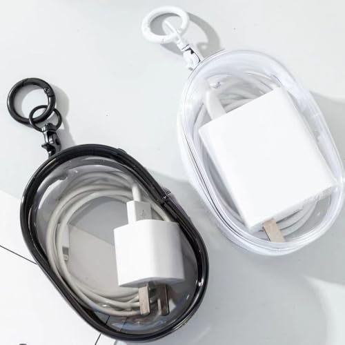 4PCS Clear Makeup Bag, Mini Makeup Bag for Purse, Waterproof Lipstick Holder Cute Case Coin Purse Wallet Card Holder Data Cable Organizer Zipper Pouch Black and White (No Hooks)