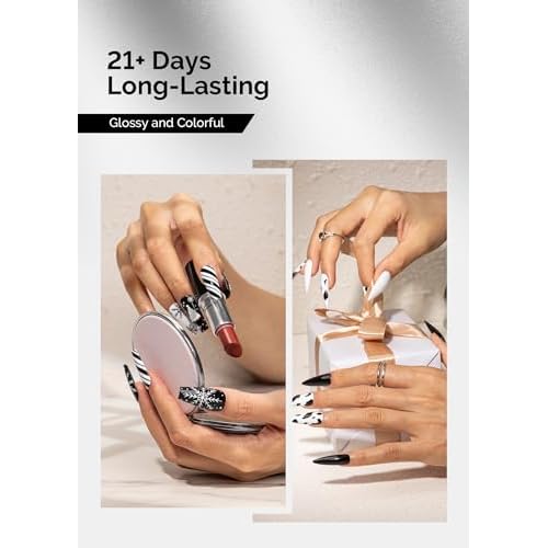 MelodySusie Thick Gel Nail Polish Set- 2 Pcs 15ML Black & White Gel Polish Set Soak Off UV LED White Gel Polish Christmas Gift for Women Nail Art Manicure Salon DIY Nail Design Decoration at Home