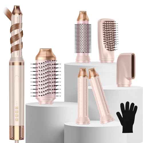 6-in-1 Hair Dryer Brush, 110,000 RPM High-Speed Hair Dryer Fast Drying,Upgraded Air Styler with Auto Wrap Curlers,Blow Dryer Brush for Straightening, Smoothing,Volumizing, No Heat Damage