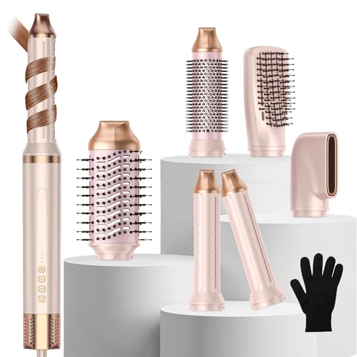 6-in-1 Hair Dryer Brush, 110,000 RPM High-Speed Hair Dryer Fast Drying,Upgraded Air Styler with Auto Wrap Curlers,Blow Dryer Brush for Straightening, Smoothing,Volumizing, No Heat Damage