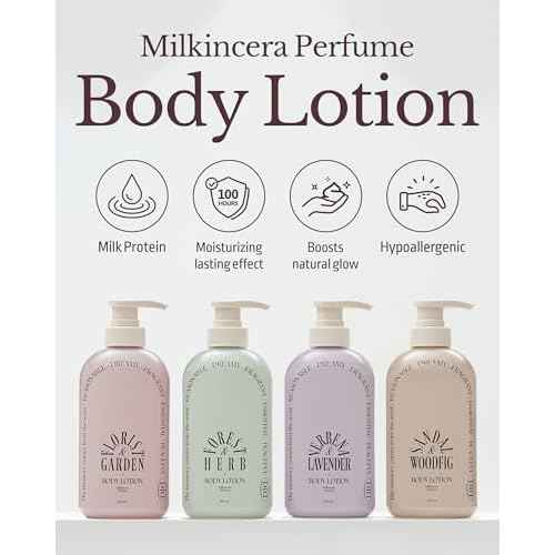 Milk in Cera Perfume Body Lotion - Korean 100hr Moisturizing Body Moisturizer for All Skin Types - Cozy Wood & Fig Scent - with Milk Protein and Ceramide, 16.9 fl.oz.