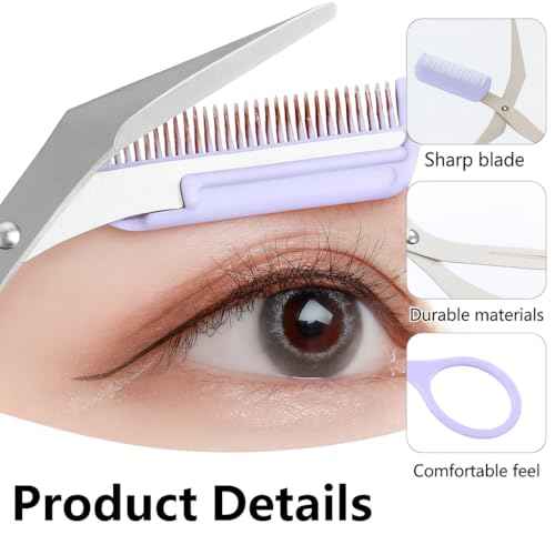 Eyebrow Trimmer Scissor,Eyebrow Trimmer for Women Men,Eyebrow Scissors with Comb,Non-Slip Eyebrow Cutter Eye Brow Razors,Eye Brow Shaper Trimming Scissors Makeup Tool (Black) (Black)