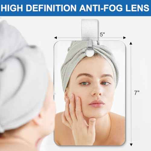 Shower Mirror Fogless for Shaving, Bathroom Accessories No Fog Shaving Mirror, 7"x5" Shatterproof Men's Woman Wall Mirrors, Anti Fog Makeup Small Mirror Travel Camping