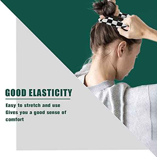 12 Pieces Checkered Scrunchies Hair Ties - Christmas Buffalo Plaid Elastic Ponytail Holders in Black and White for Girls and Women