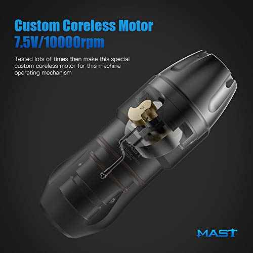 Mast Tattoo Tour Pro Pen Machine Kit, Two Wireless Cordless Batteries Power Supply, 20Pcs Cartridges Needles for Pro Tattoo & Scalp - Fine Tattoo Kit