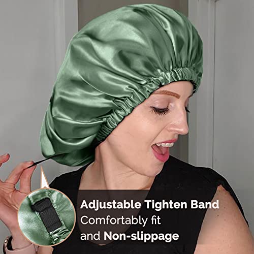 YANIBEST Silk Bonnet Satin Bonnet for Sleeping Women and Men, Adjustable Double Layer Hair Bonnet for Curly Braids Hair