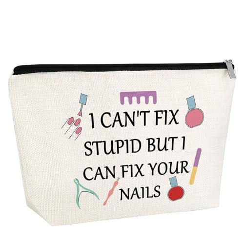 Nail Technician Gift Nail Artist Appreciation Gift for Women Makeup Bag Manicurist Gifts Graduation Gifts Cosmetic Bag Nails Lovers Present Christmas Birthday Present for Her Zipper Travel Pouch