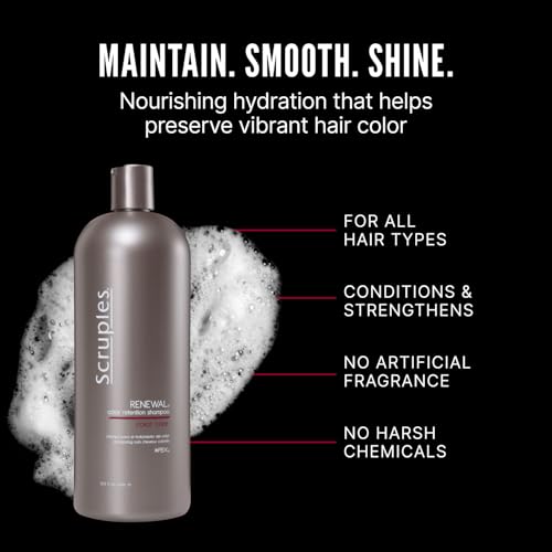 Scruples Color Renewal Gentle Shampoo - Maintain Hair Health Without Stripping Color - Established, Trusted Formulas for Ultimate Hair Shine, 33.8 oz (Pack of 2)