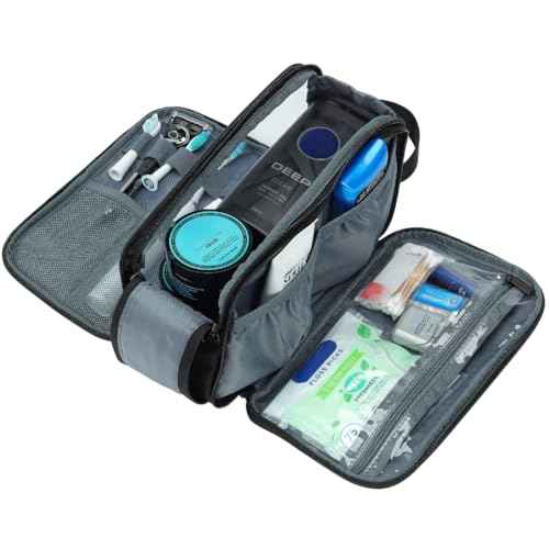ZEEMO Travel Toiletry Bag for Men, Water-Resistant Double-Sided Full-Open Dopp Kit, Versatile Organizer for Shower and Hygiene Accessories, Bathroom Essentials, Cosmetics