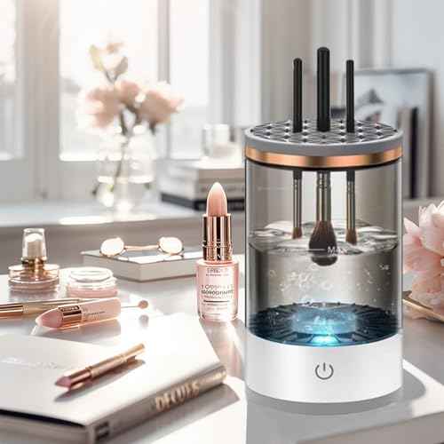 Makeup Brush Cleaner Machine, Upgraded Portable Electric Makeup Brush Cleaner Machine, Automatic Cosmetic Brush Cleaner for Quick & Efficient Cleaning, Suitable for All Brush Sizes(Midnight)