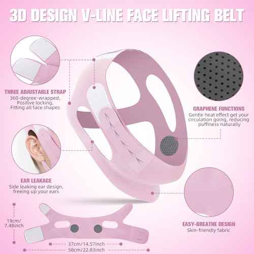 Chin Strap For Sleeping - Jawline Shaper with 3D Design & Graphene Material,Double Chin Reducer to Prevent Sagging & Shape Vline Face - Double Chin Eliminator - Gifts for Women