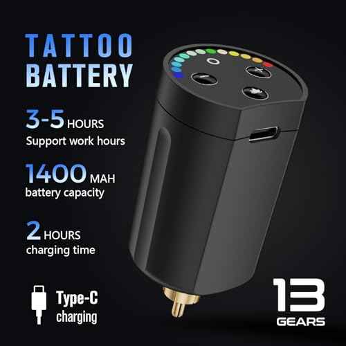 STIGMA Wireless Tattoo Battery 1400mAh, Portable Tattoo Power Supply for RCA Tattoo Gun, RCA Tattoo Machine Pen,Lithium Tattoo Battery RCA Pack with LED Digital Display P802-1-RCA