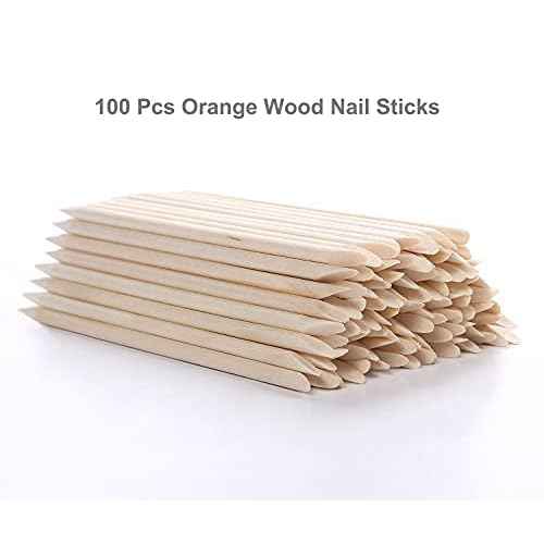 100Pcs Orange Wood Sticks for Nails, HOOMBOOM Double Sided Cuticle Pusher Remover Nail Art Manicure Pedicure Tool for Manicure Pedicure